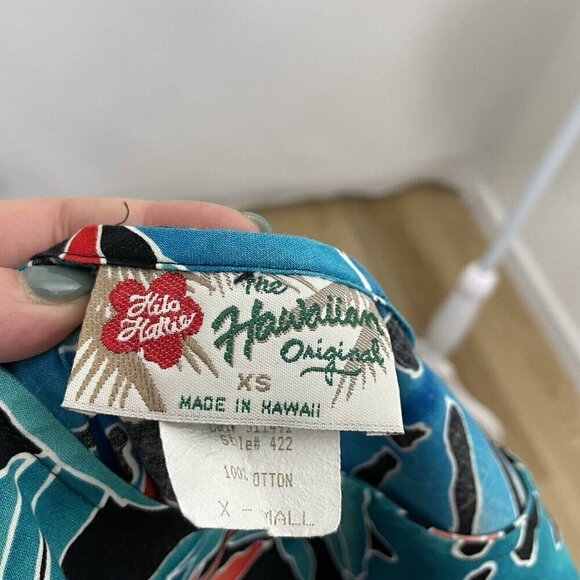 Hilo Hattie Hawaiian Faux Wrap Sun Dress Birds of Paradise Leaf Floral size XS - Picture 6 of 7